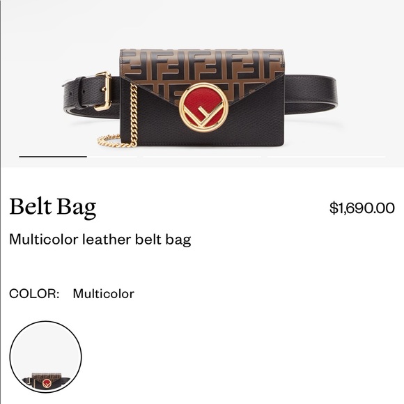 BRAND NEW!! Fendi Leather Belt Bag/Shoulder Bag with Chain - Picture 6 of 7